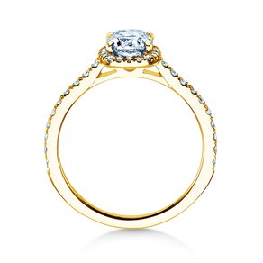 Anello di Fidanzamento Halo Cushion Pavé in 14K oro giallo con diamanti 1,30ct G/SI