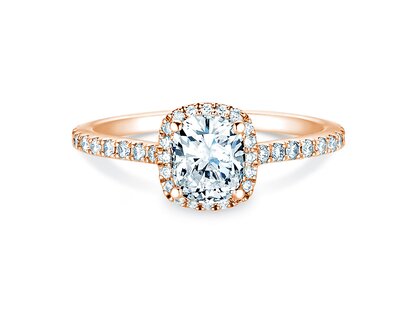 Anello di Fidanzamento Halo Cushion Pavé in 9K oro rosa con diamanti 0,80ct G/SI