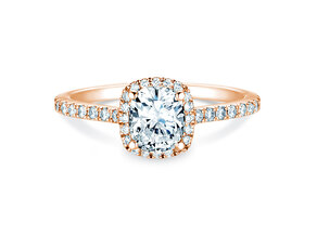 Anello di Fidanzamento Halo Cushion Pavé in 9K oro rosa con diamanti 0,80ct G/SI