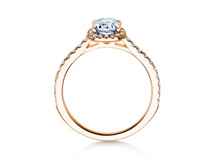 Anello di Fidanzamento Halo Cushion Pavé in 9K oro rosa con diamanti 0,80ct G/SI