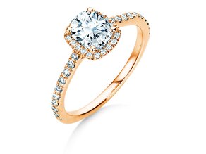 Anello di Fidanzamento Halo Cushion Pavé in 9K oro rosa con diamanti 0,80ct G/SI