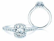 Anello di Fidanzamento Halo Cushion Pavé in 9K oro bianco con diamanti 0,50ct G/SI