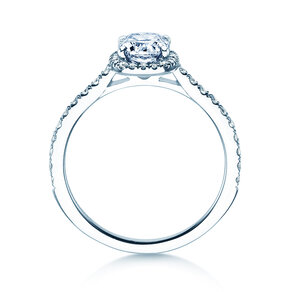 Anello di Fidanzamento Halo Cushion Pavé in 14K oro bianco con diamanti 1,30ct G/SI