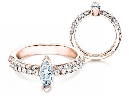 Anello di Fidanzamento Louis in 18K oro rosa con diamanti 1,12ct G/SI