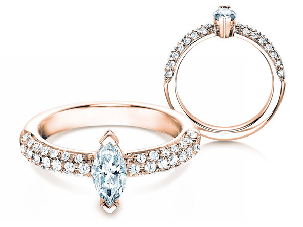 Anello di Fidanzamento Louis in 18K oro rosa con diamanti 1,12ct G/SI