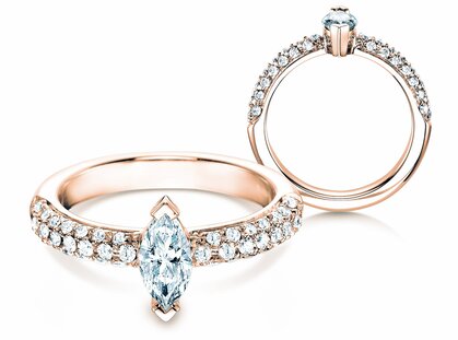 Anello di Fidanzamento Louis in 18K oro rosa con diamanti 1,12ct G/SI