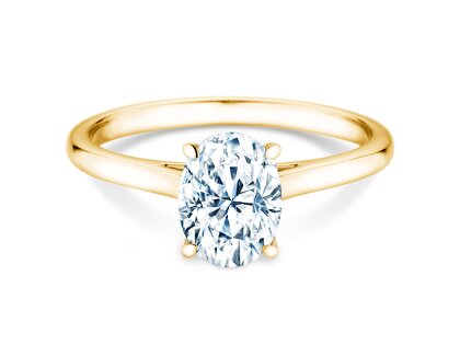 Anello di Fidanzamento Oval Cut in 14K oro giallo con diamante 0,50ct G/SI