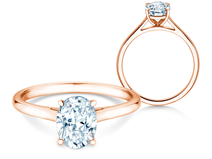 Anello di Fidanzamento Oval Cut in 18K oro rosa con diamante 0,25ct G/SI