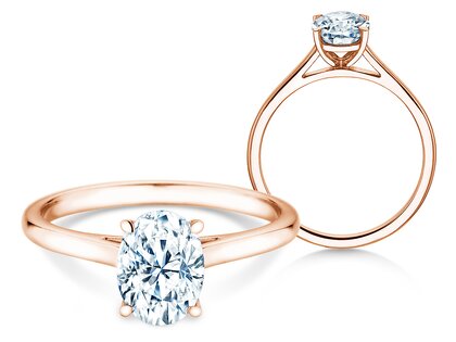 Anello di Fidanzamento Oval Cut in 18K oro rosa con diamante 1,00ct G/SI