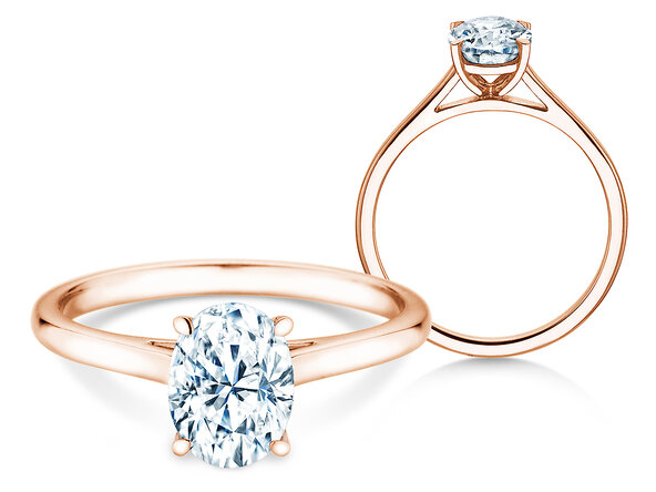 Anello di Fidanzamento Oval Cut in 18K oro rosa con diamante 1,00ct G/SI