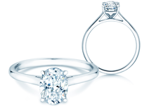 Anello di Fidanzamento Oval Cut in platino 950/- con diamante 0,25ct G/SI