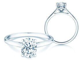 Anello di Fidanzamento Oval Cut in platino 950/- con diamante 0,25ct G/SI