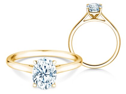 Anello di Fidanzamento Oval Cut in 14K oro giallo con diamante 0,50ct G/SI