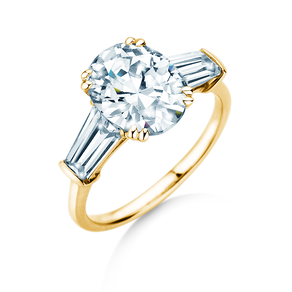 Anello di Fidanzamento Oval Tapered Baguette in 9K oro giallo con diamanti 0,41ct G/SI