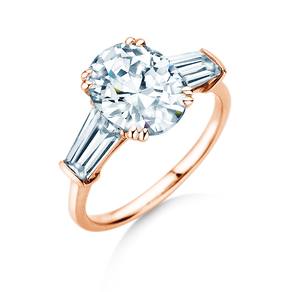 Anello di Fidanzamento Oval Tapered Baguette in 9K oro rosa con diamanti 0,70ct G/SI