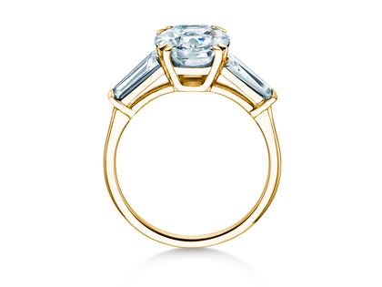 Anello di Fidanzamento Oval Tapered Baguette in 9K oro giallo con diamanti 0,41ct G/SI