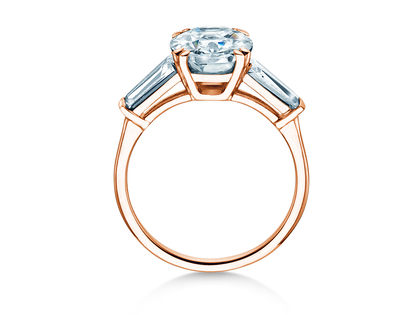 Anello di Fidanzamento Oval Tapered Baguette in 9K oro rosa con diamanti 0,70ct G/SI