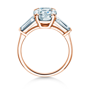 Anello di Fidanzamento Oval Tapered Baguette in 9K oro rosa con diamanti 0,70ct G/SI