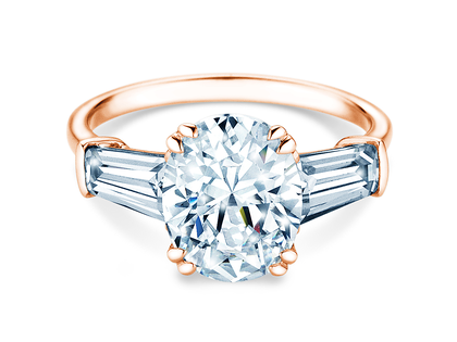 Anello di Fidanzamento Oval Tapered Baguette in 9K oro rosa con diamanti 0,70ct G/SI
