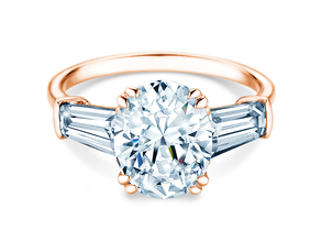 Anello di Fidanzamento Oval Tapered Baguette in 9K oro rosa con diamanti 0,70ct G/SI