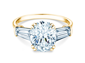 Anello di Fidanzamento Oval Tapered Baguette in 9K oro giallo con diamanti 0,41ct G/SI