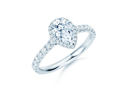 Anello di Fidanzamento Pear Halo Pavé in 9K oro bianco con diamanti 0,58ct G/SI