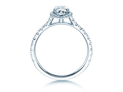 Anello di Fidanzamento Pear Halo Pavé in 9K oro bianco con diamanti 0,58ct G/SI
