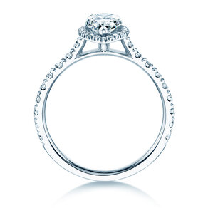 Anello di Fidanzamento Pear Halo Pavé in 9K oro bianco con diamanti 0,58ct G/SI