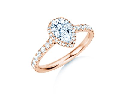 Anello di Fidanzamento Pear Halo Pavé in 9K oro rosa con diamanti 1,46ct G/SI