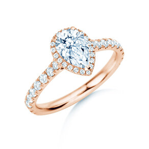 Anello di Fidanzamento Pear Halo Pavé in 9K oro rosa con diamanti 1,46ct G/SI
