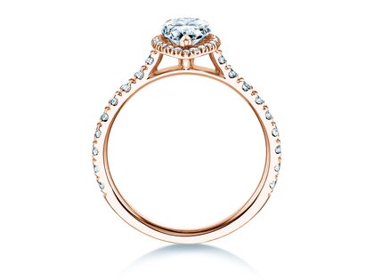 Anello di Fidanzamento Pear Halo Pavé in 9K oro rosa con diamanti 1,46ct G/SI