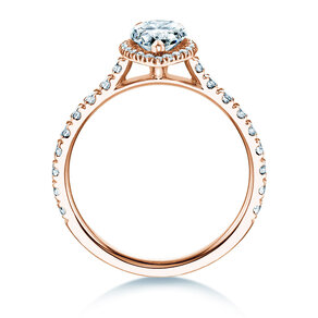 Anello di Fidanzamento Pear Halo Pavé in 9K oro rosa con diamanti 1,46ct G/SI