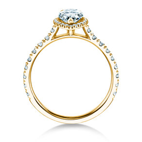 Anello di Fidanzamento Pear Halo Pavé in 9K oro giallo con diamanti 0,58ct G/SI