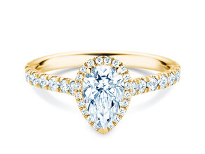 Anello di Fidanzamento Pear Halo Pavé in 9K oro giallo con diamanti 0,58ct G/SI