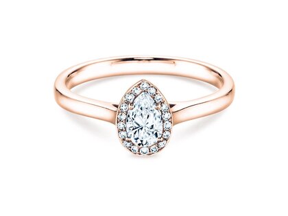 Anello di Fidanzamento Pear Shape in 18K oro rosa con diamanti 0,50ct G/SI