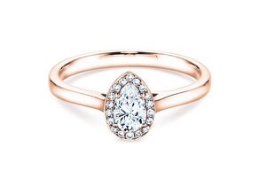 Anello di Fidanzamento Pear Shape in 18K oro rosa con diamanti 0,50ct G/SI