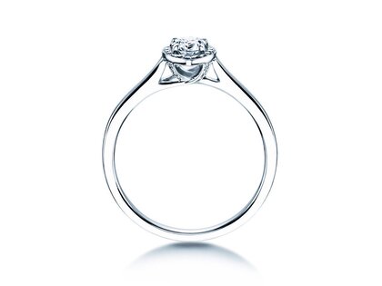 Anello di Fidanzamento Pear Shape in 14K oro bianco con diamanti 0,65ct G/SI