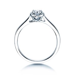 Anello di Fidanzamento Pear Shape in 14K oro bianco con diamanti 0,65ct G/SI