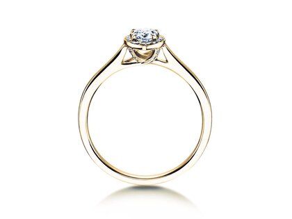 Anello di Fidanzamento Pear Shape in 9K oro giallo con diamanti 0,40ct G/SI