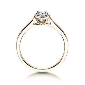 Anello di Fidanzamento Pear Shape in 9K oro giallo con diamanti 0,40ct G/SI