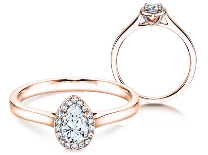 Anello di Fidanzamento Pear Shape in 18K oro rosa con diamanti 0,50ct G/SI
