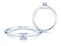 Anello di Fidanzamento Princess in 9K oro bianco con diamante 0,15ct G/SI