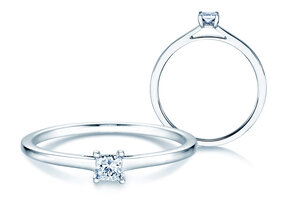 Anello di Fidanzamento Princess in argento 925/- con diamante 0,15ct G/SI