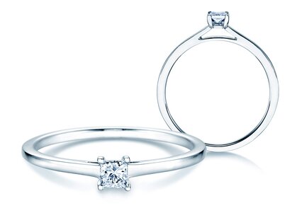 Anello di Fidanzamento Princess in 9K oro bianco con diamante 0,15ct G/SI