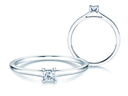 Anello di Fidanzamento Princess in argento 925/- con diamante 0,15ct G/SI