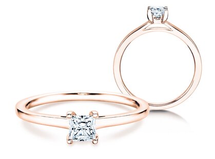 Anello di Fidanzamento Princess in 9K oro rosa con diamante 0,15ct G/SI