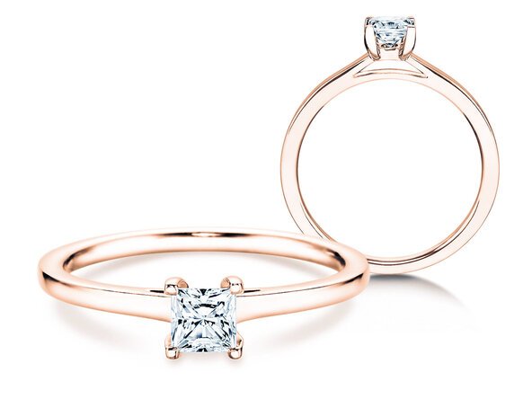 Anello di Fidanzamento Princess in 9K oro rosa con diamante 0,15ct G/SI