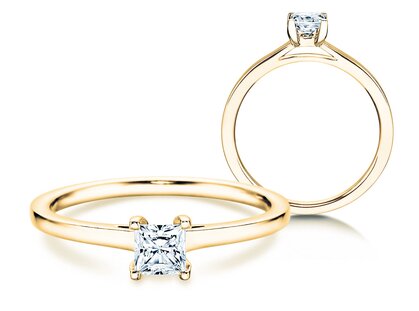 Anello di Fidanzamento Princess in 14K oro giallo con diamante 0,15ct G/SI