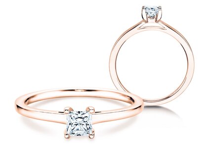 Anello di Fidanzamento Princess in 14K oro rosa con diamante 0,15ct G/SI