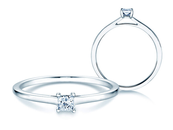 Anello di Fidanzamento Princess in 14K oro bianco con diamante 0,25ct G/SI